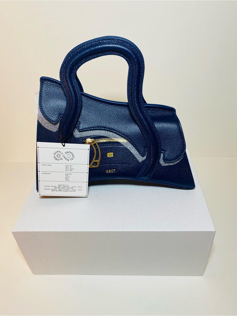 MSCHF GSCT Bag JFK Unreleased NWT Global Supply Chain Telephone Navy Leather